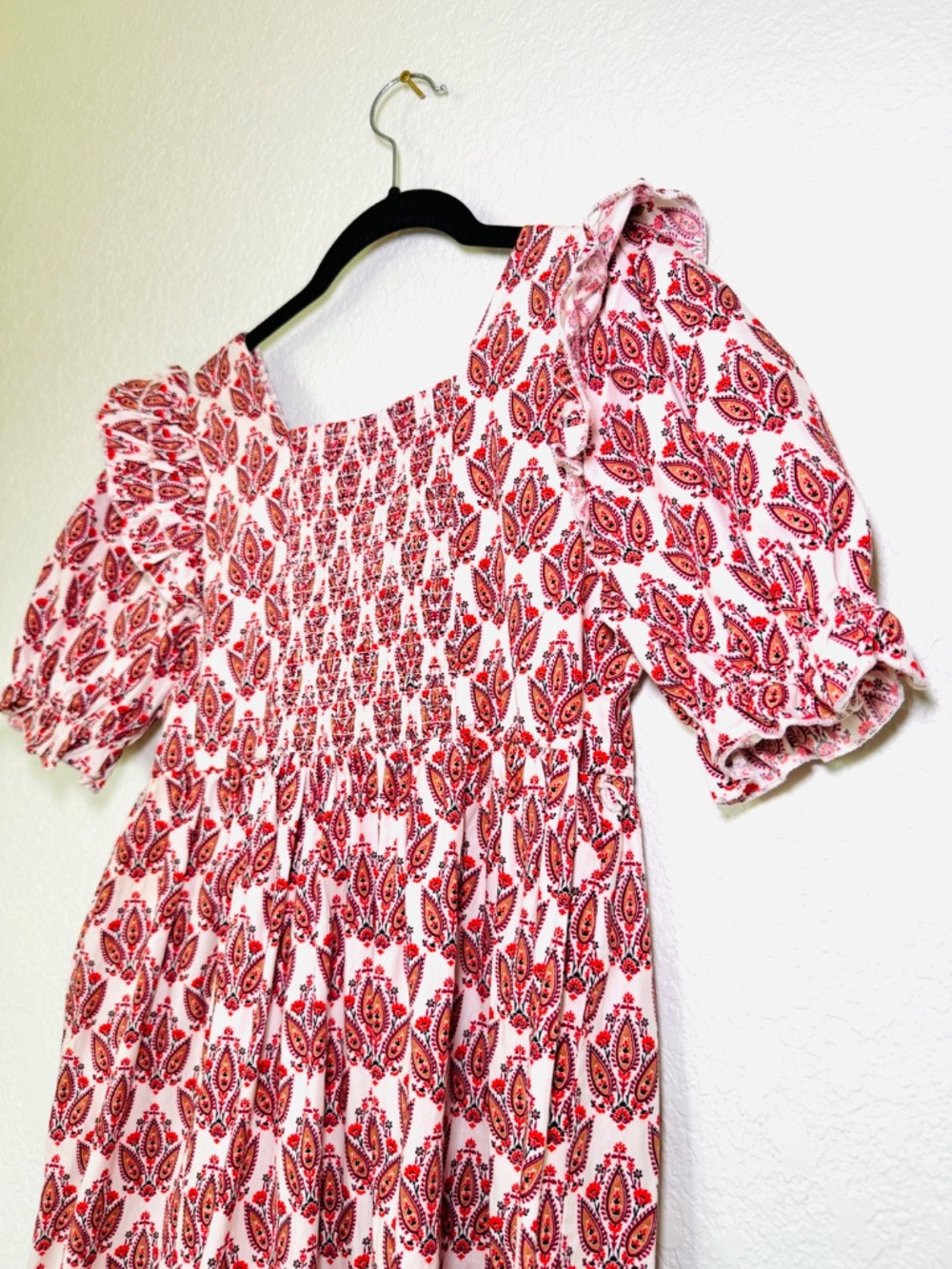 A Loves A Dress Girls XL Paisley Ruffles Smocked Midi Red Family Pictures Dressy - Picture 9 of 12